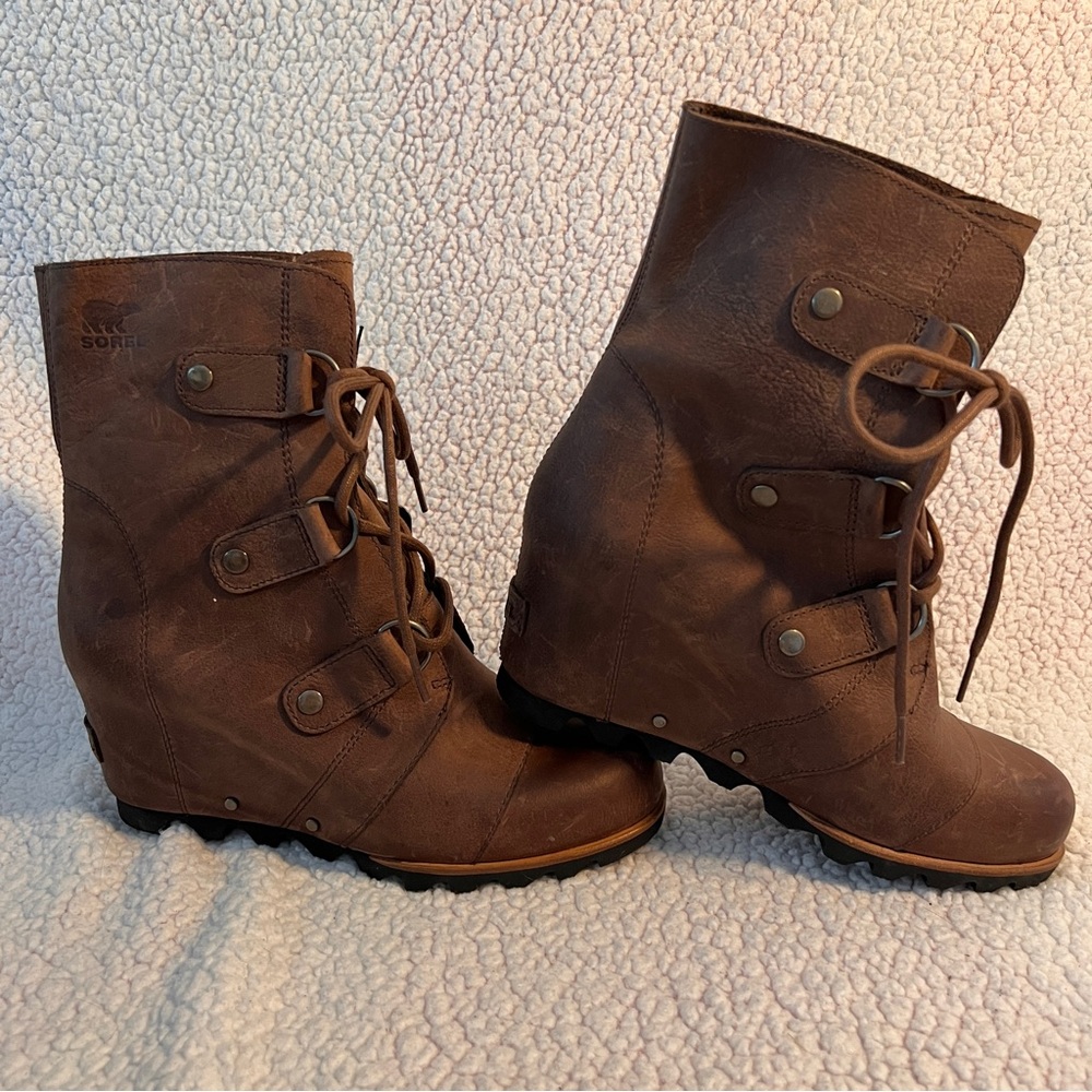 Sorel Joan of Arctic Wedge Mid Boots Women’s 8 Brown Waterproof Leather NWT
